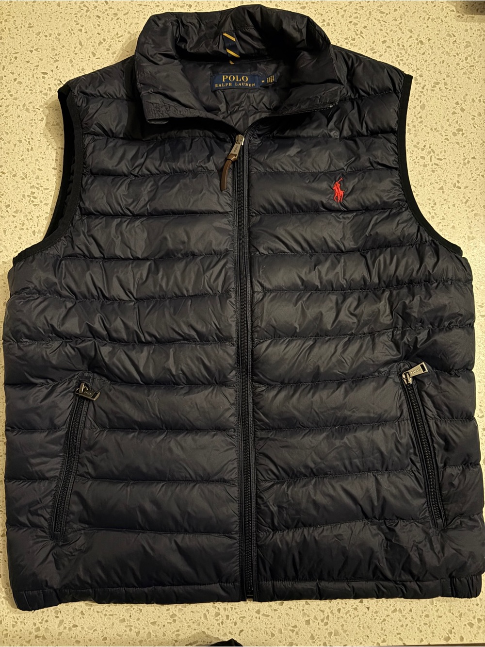 Polo by Ralph Lauren Black Quilted Down Vest with Red Pony Logo